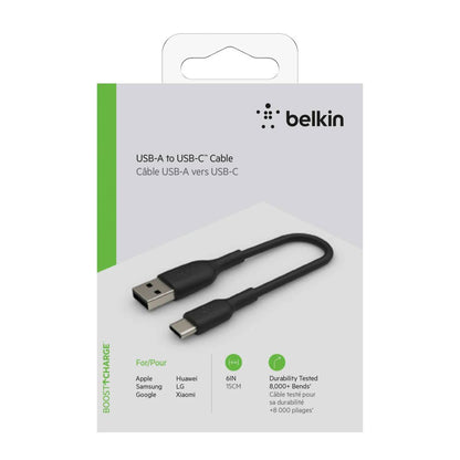 Belkin USB-C/USB-A Καλώδιο 15cm PVC, Μαύρο