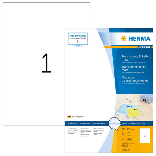 Herma Διαφανή Ετικέτες 210X297mm 100 Φύλλα Ματ