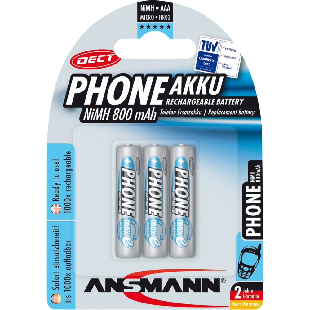 Ansmann maxE NiMH Rechargeable Battery Micro AAA 800 mAh