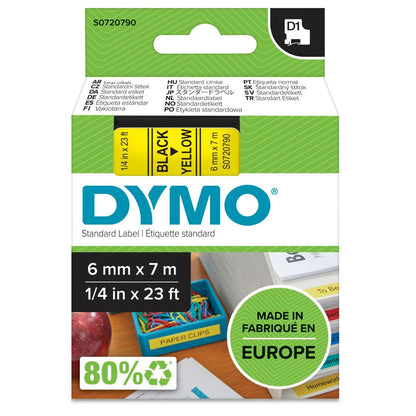 Dymo D1 6mm Μαύρες/Κίτρινες Ετικέτες 43618