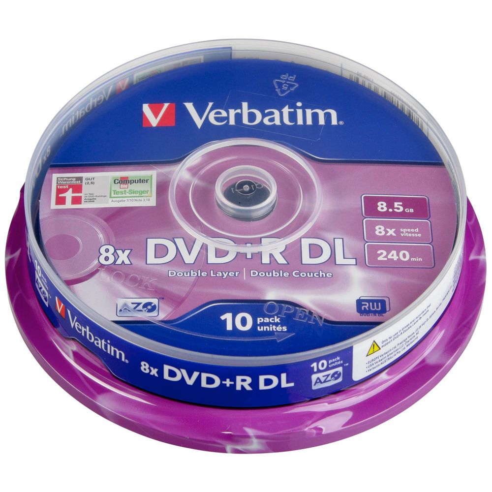 DVD+R Double Layer Verbatim 8.5GB 8x Speed - 1x10 Pack