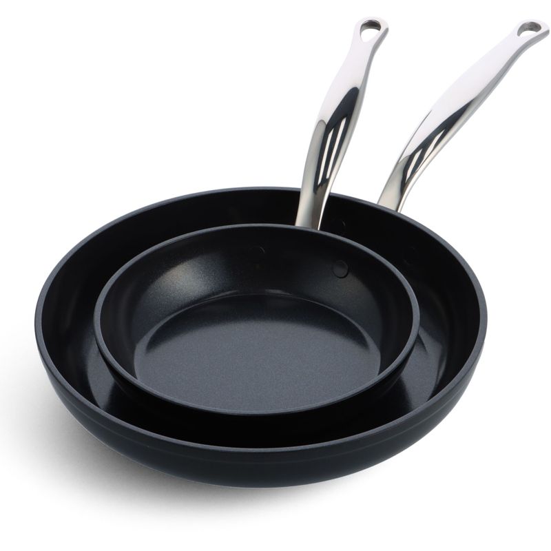 GreenPan Barcelona Pro 2-Piece Frypan Set, 20 cm and 28 cm, Black