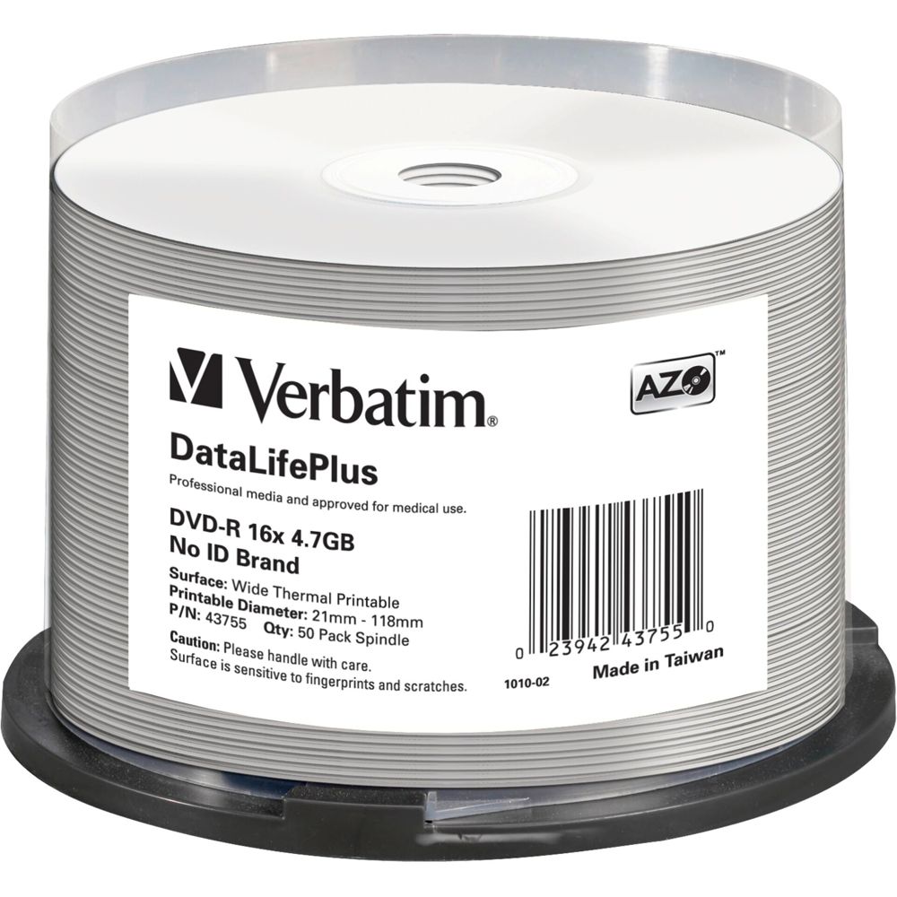 Verbatim DVD-R 4.7GB 16x White Wide Thermal Print