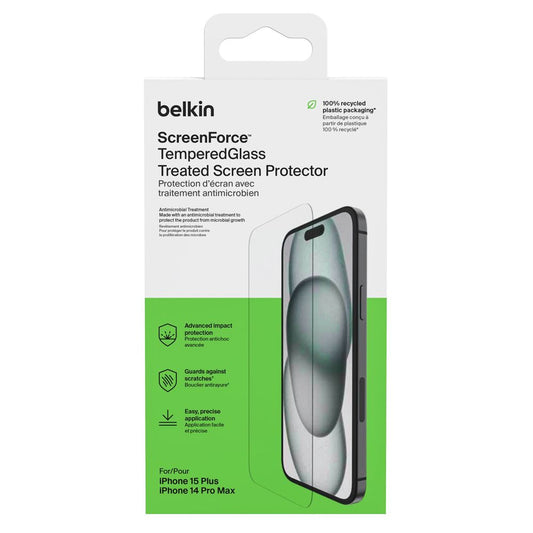 Belkin Screenforce Tempered Glass Anti-Break for iPhone 15 Plus/14 Pro Max