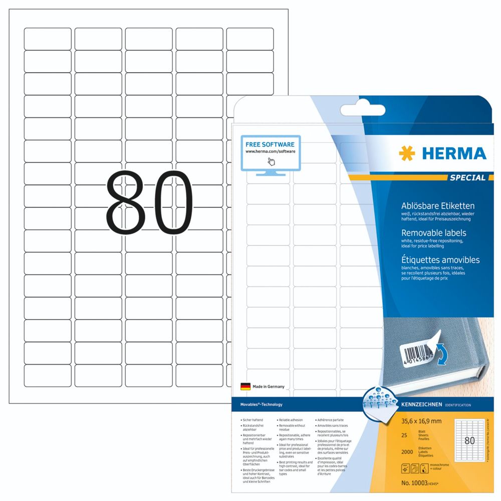 Herma Λευκές Ετικέτες 35,6x16,9 mm 2000 τμχ