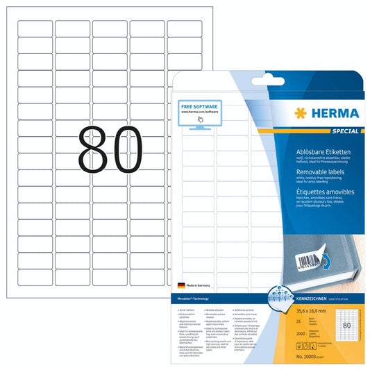 Herma Λευκές Ετικέτες 35,6x16,9 mm 2000 τμχ