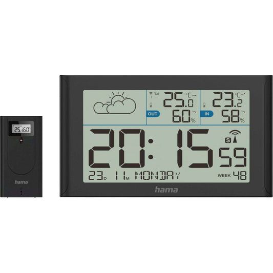Hama Weather Station Sylt με Εξωτερικό Σένσορα, Ραδιόφωνο, Μαύρο