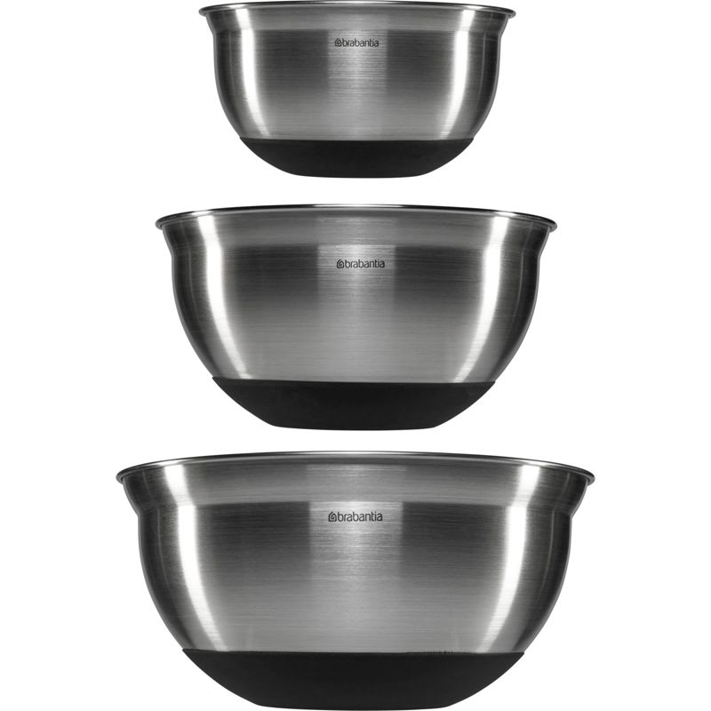 Brabantia Mixing Bowl Set Steel Matt Black, 1, 1.6 & 3 Liter