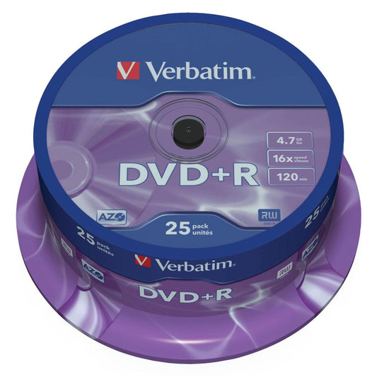 1x25 Verbatim DVD+R 4,7GB 16x Speed - Ματ Ασημί