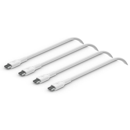 Belkin USB-C/USB-C 2.0 PVC Καλώδιο 1m, 2Τμχ, Λευκό - CAB003bt1MWH2PK