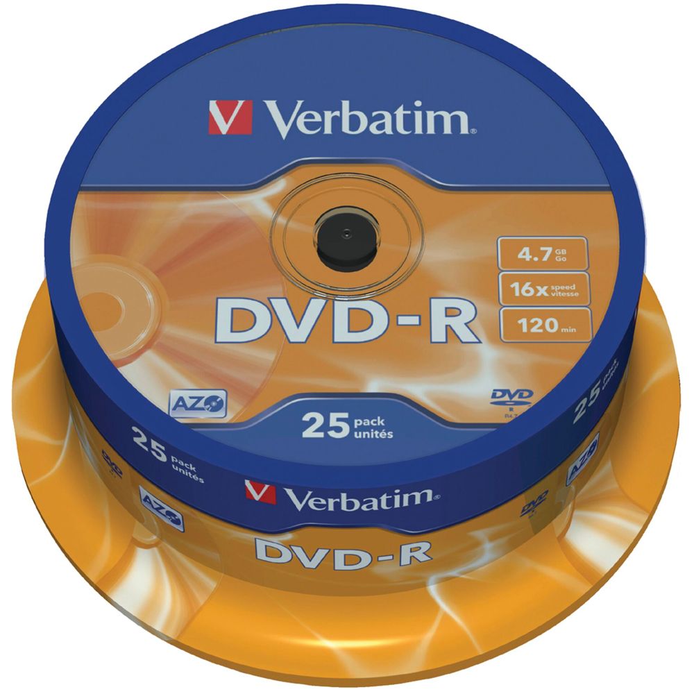 Verbatim DVD-R 4.7GB 16x Speed - Matt Silver - 25 Pack