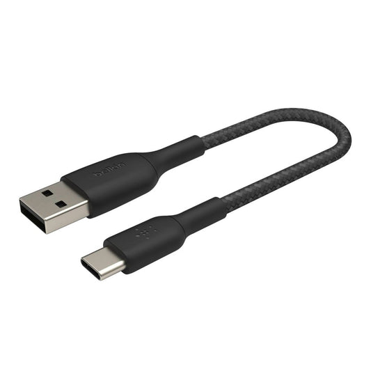 Belkin USB-C/USB-A Καλώδιο 15cm Πλεχτό Μαύρο