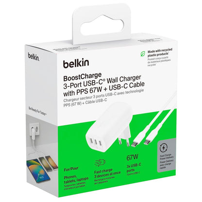 Belkin BOOST Charge USB-C 67W 3xUSB-C + Καλώδιο WCC002vf2MWH-B6