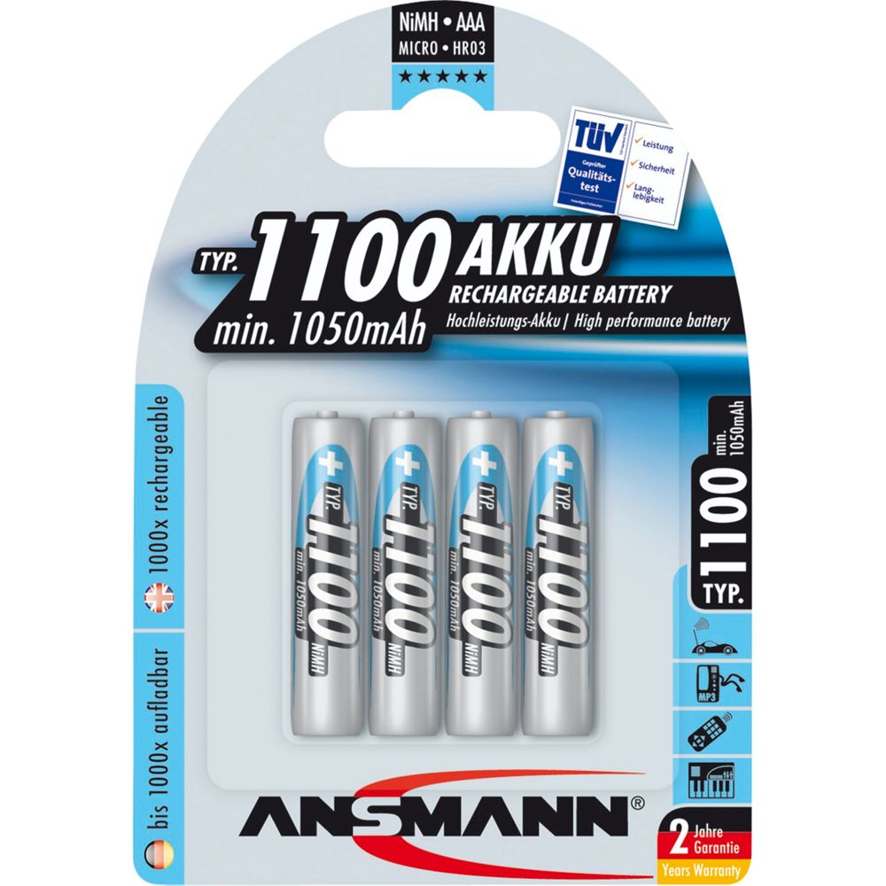 Ansmann NiMH Rechargable Battery 1100 Micro AAA 1050 mAh
