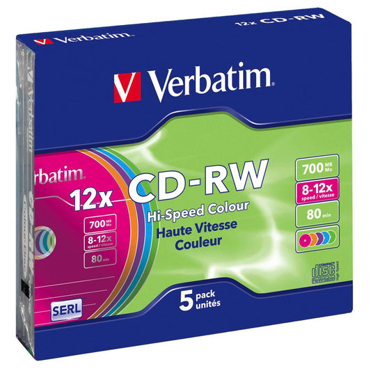 Verbatim CD-RW 80 / 700MB 10x Speed - Slim Colour