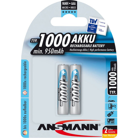 Ansmann NiMH 1000 Micro AAA Rechargable Battery 950 mAh