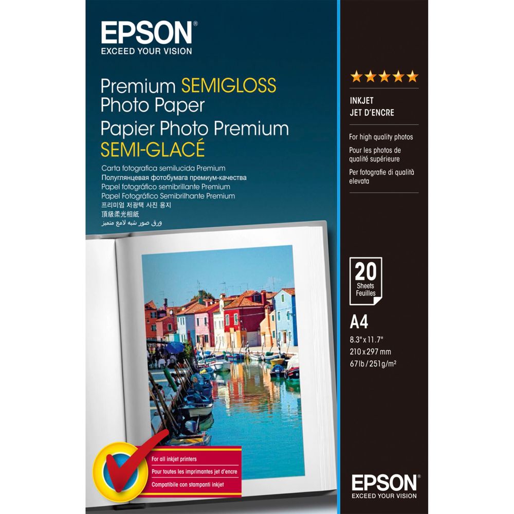 Epson Premium Semigloss Photo A4, 251g, 20 Φύλλα