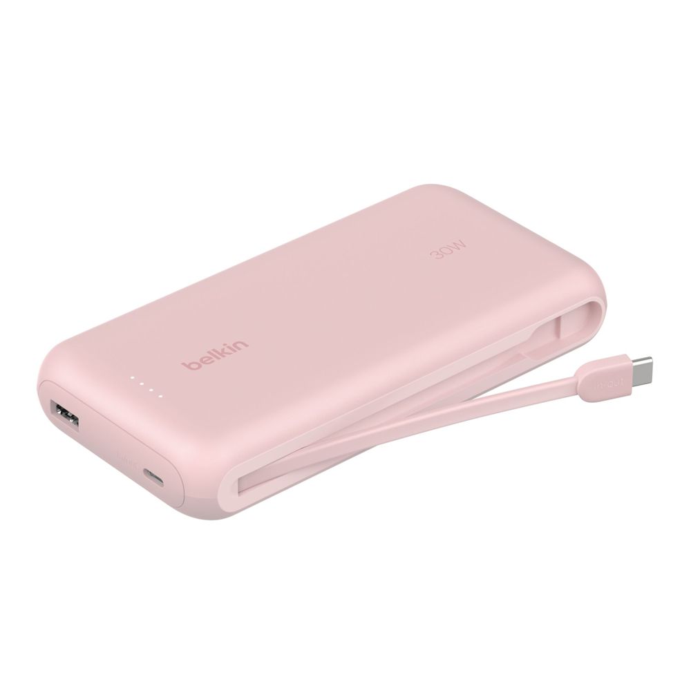 Belkin Powerbank 20.000mAh Ροζ 30W με Ενσωματωμένο USB-C Καλώδιο