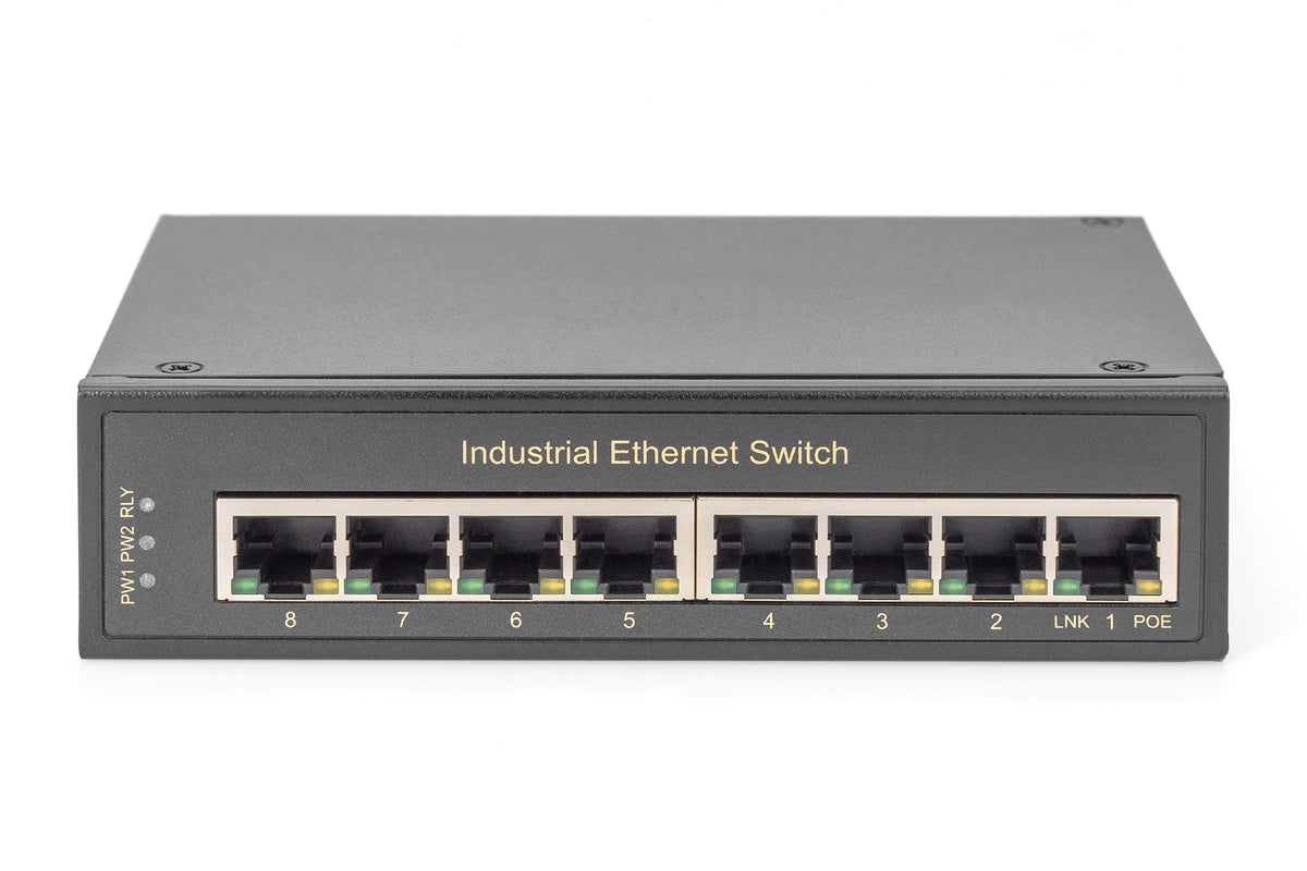 DIGITUS Industrial 8-Port Gigabit Unmanaged Switch, Black