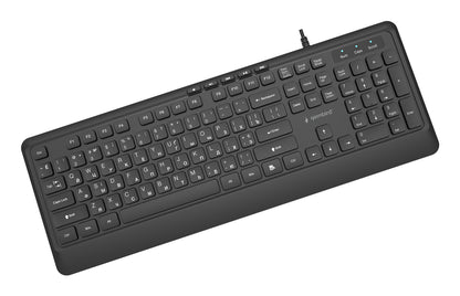 Gembird KB-MCH-05-CYRL Slim wired multimedia keyboard, black, RU layout