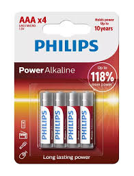 1x4 Philips Power Alkaline AAA Batterie