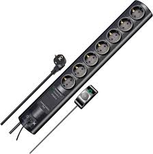 Brennenstuhl Primera-Tec Steckdosenleiste Comfort Switch Plus 7-fach (schwarz, 2 Meter, 19.500A Überspannungsschutz, externer Schalter)