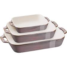 Staub Ofenformenset 3-tlg. Keramik, rechteckig,Antik-Grau