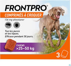 FRONTPRO Flea and Tick Tablets for Dogs (25-50 kg) - 3 x 136 mg
