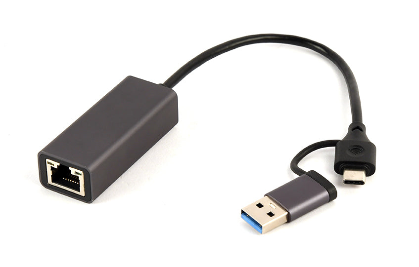 Gembird A-USB3AC-LAN-01 USB 3.1 + Type-C Gigabit Network Adapter, Space Grey