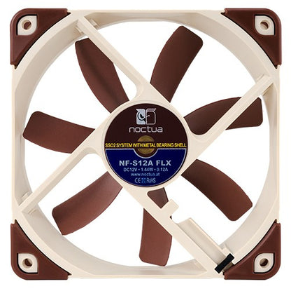 Noctua NF-S12A FLX 12 cm Computer Case Fan, Beige and Brown