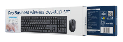 Gembird KBS-WMS-01-CYRL Silent key Pro Business wireless desktop set, black, RU layout