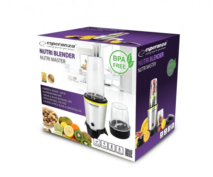 Esperanza EKM028 blender Tabletop blender 1000 W Black, Stainless steel