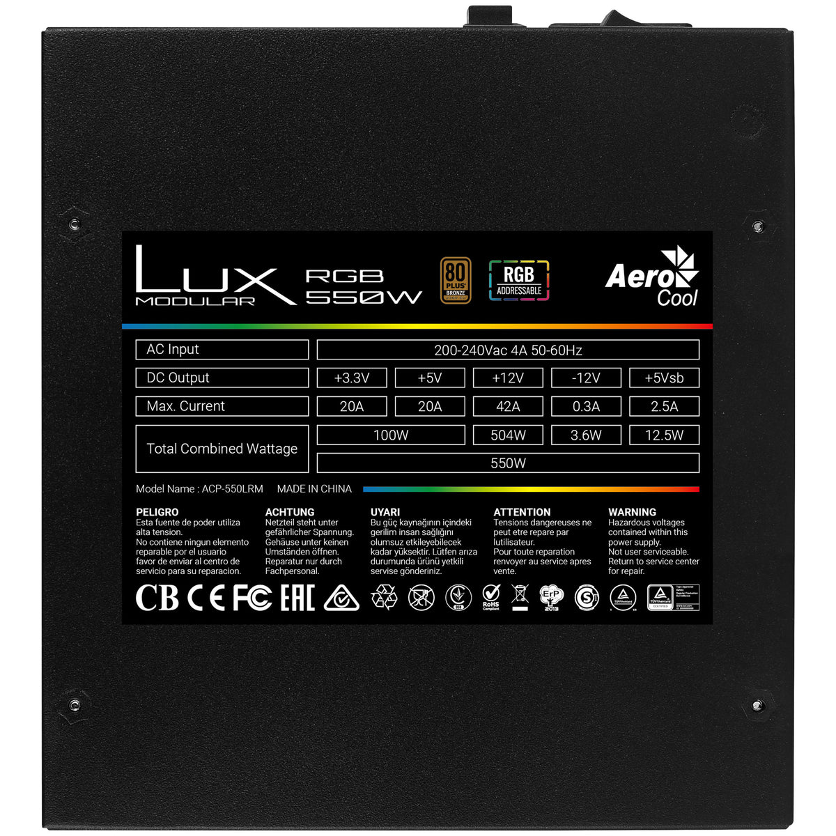 Aerocool Lux RGB 550M Power Supply 550W Black
