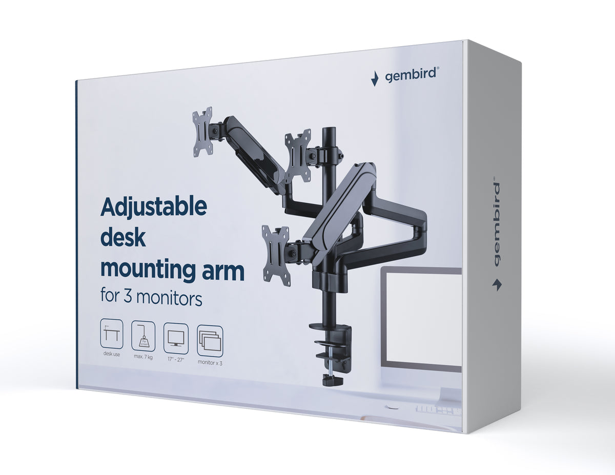 Gembird MA-DA3-01 monitor mount / stand 68.6 cm (27") Desk Black