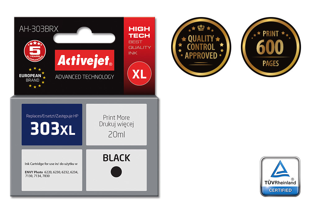 Activejet AH-303BRX Ink Cartridge (replacement for HP 303XL T6N04AE; Premium; 20ml; black)