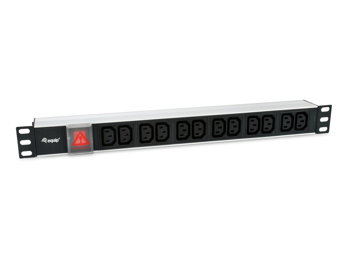 Equip 19" Steckdosenleiste CEE7/7 90°->12xIEC 60320 C13 Alu.