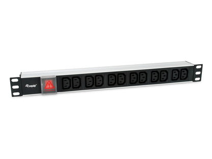 Equip 19" Steckdosenleiste CEE7/7 90°->12xIEC 60320 C13 Alu.