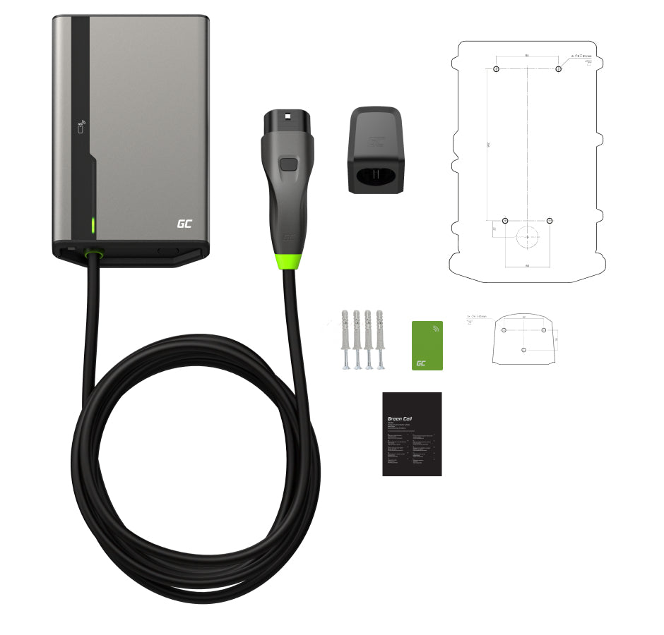Wallbox Green Cell HabuDen 22kW 32A - 7,5m cable with NFC