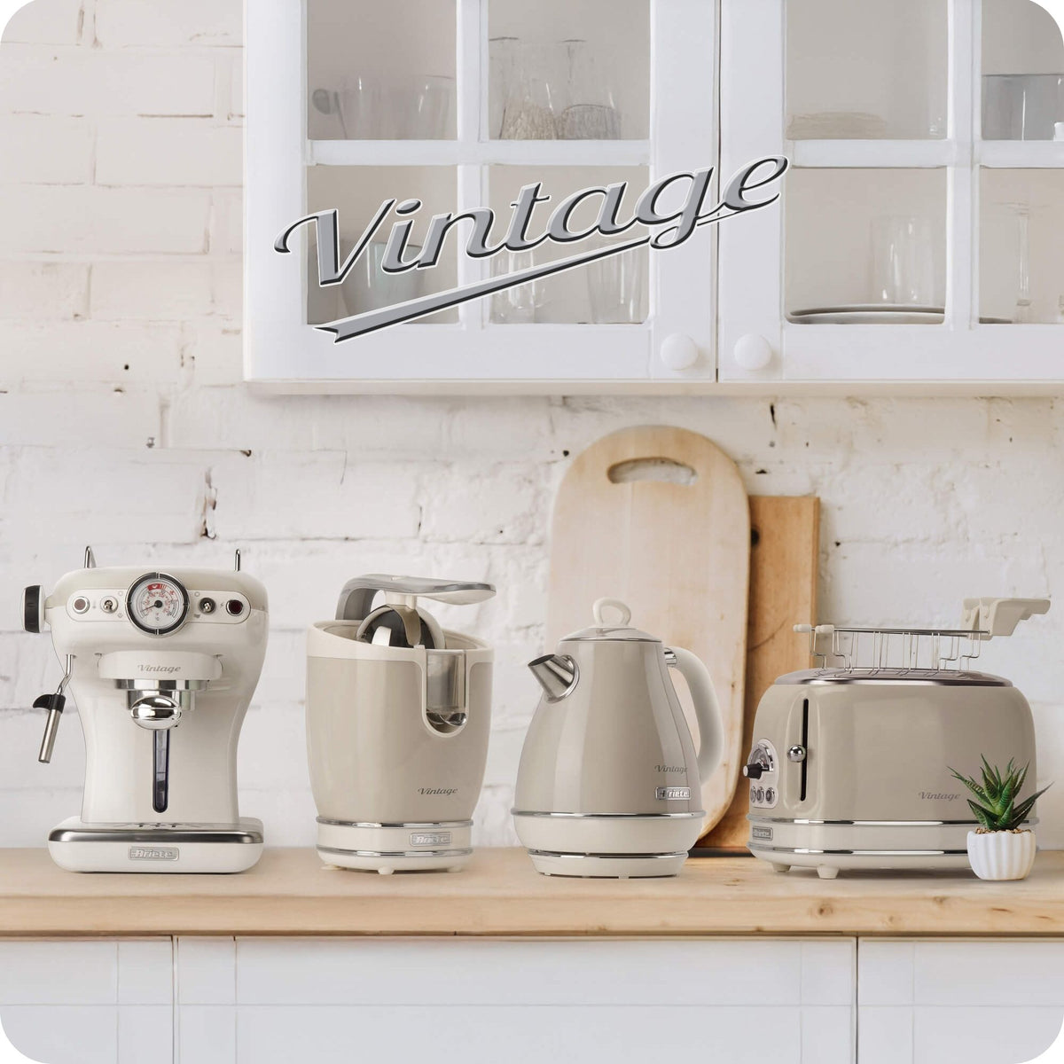Ariete Vintage Espresso Machine, beige