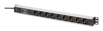 DIGITUS PDU 9-way 19" Aluminum 1U 2m Black