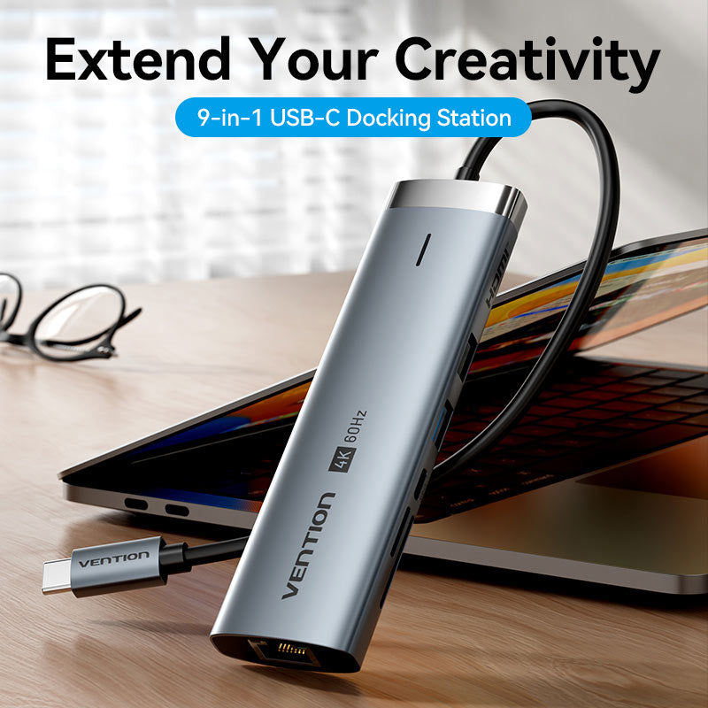 Vention USB-C 9-in-1 4K 60Hz 100W docking station