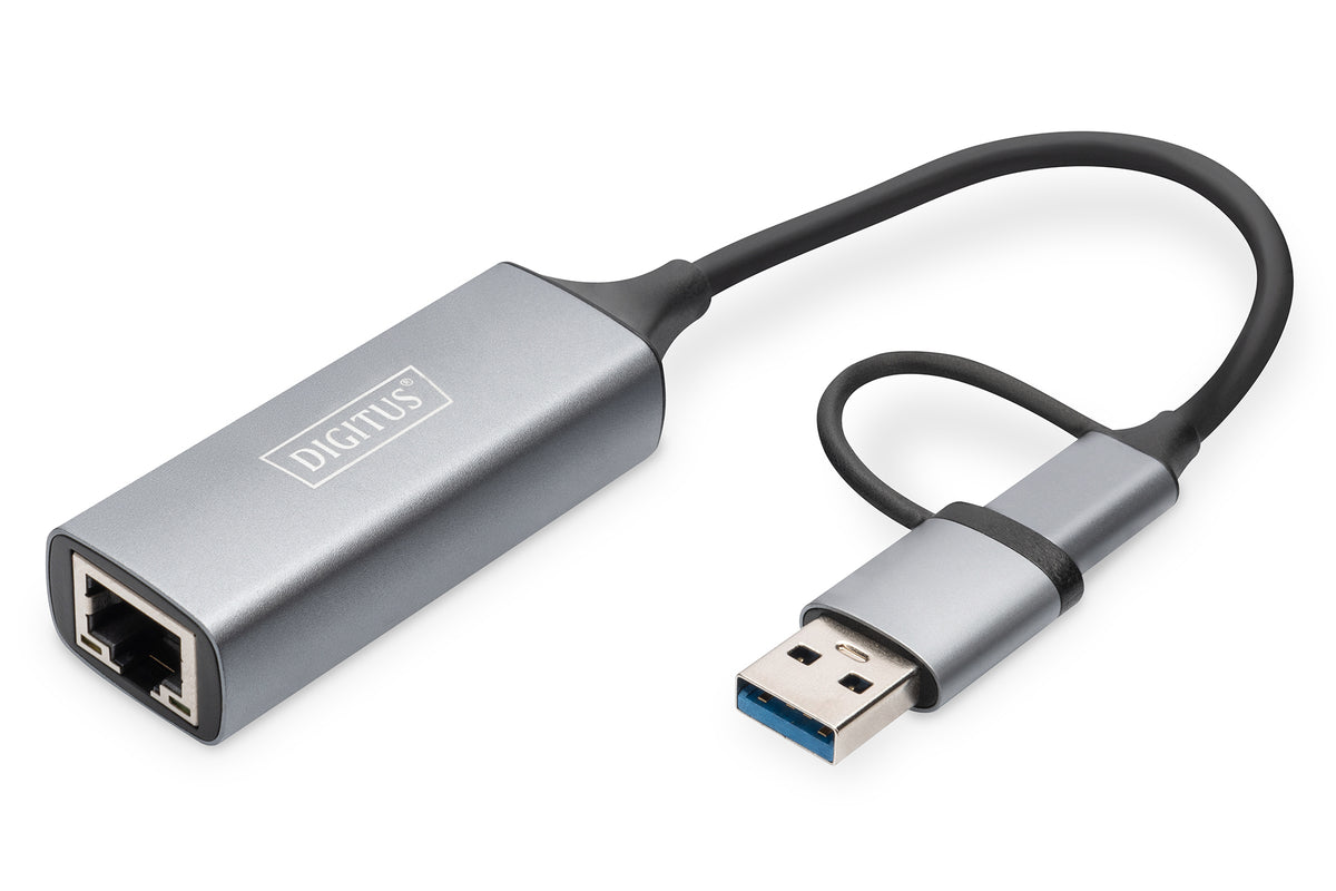 DIGITUS USB Type-C Gigabit Ethernet Adap. 2.5G USB-C+USB A