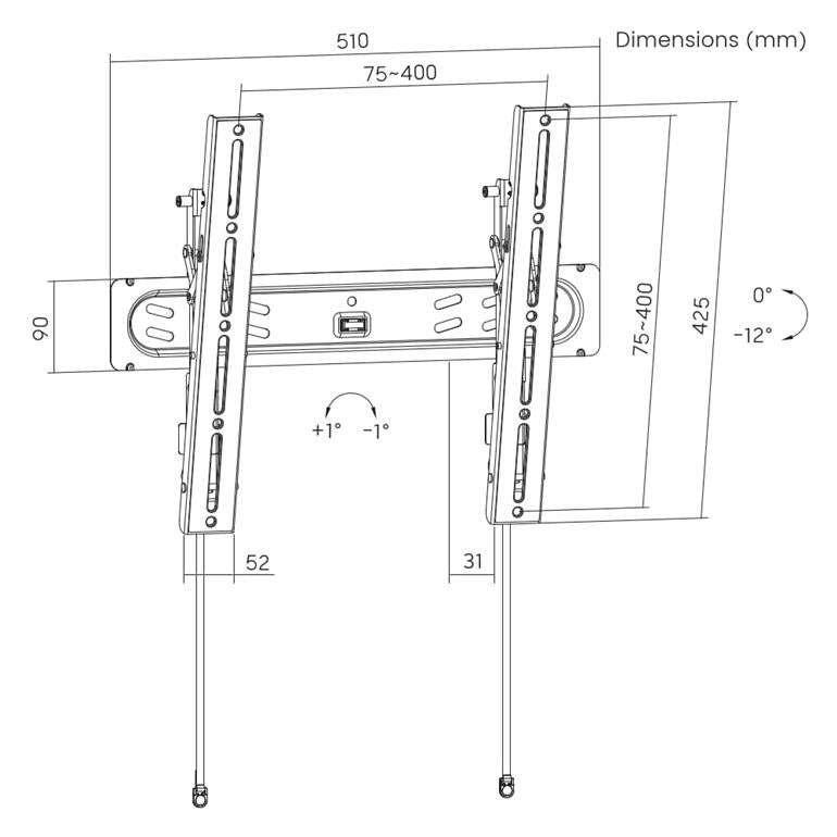 Gembird WM-65T-PRO-01 TV wall mount, PRO series (tilt), 32”-65”, black