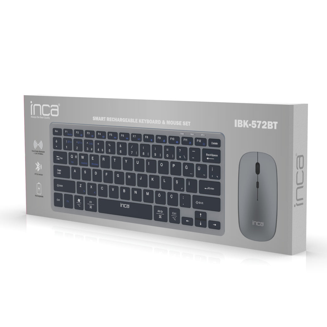 INCA Keyboard+Mouse IBK-572BT BT 3.0/5.0 Smart DE-Layout Black
