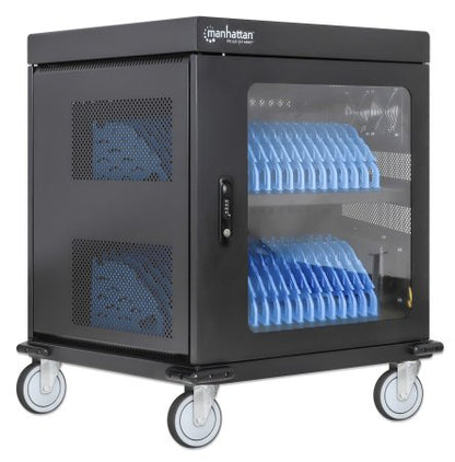 Manhattan 32-Bay Laptop Charging Cart/Trolley (EU AC Adapter) – Fits Laptops up to 15.6", iPads, MacBooks, Chromebooks