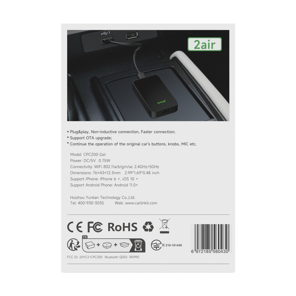 Ασύρματος αντάπτορας CarlinKit 5.0 2AIR CPC200-2air σε μαύρο χρώμα