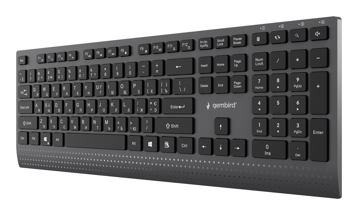 Gembird KB-MCH-06-CYRL Slim wired multimedia keyboard with Type-C adapter, Cyrillic layout, black