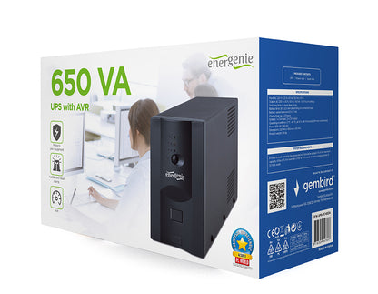 Gembird UPS-PC-652A uninterruptible power supply (UPS) Line-Interactive 0.65 kVA 390 W 3 AC outlet(s)