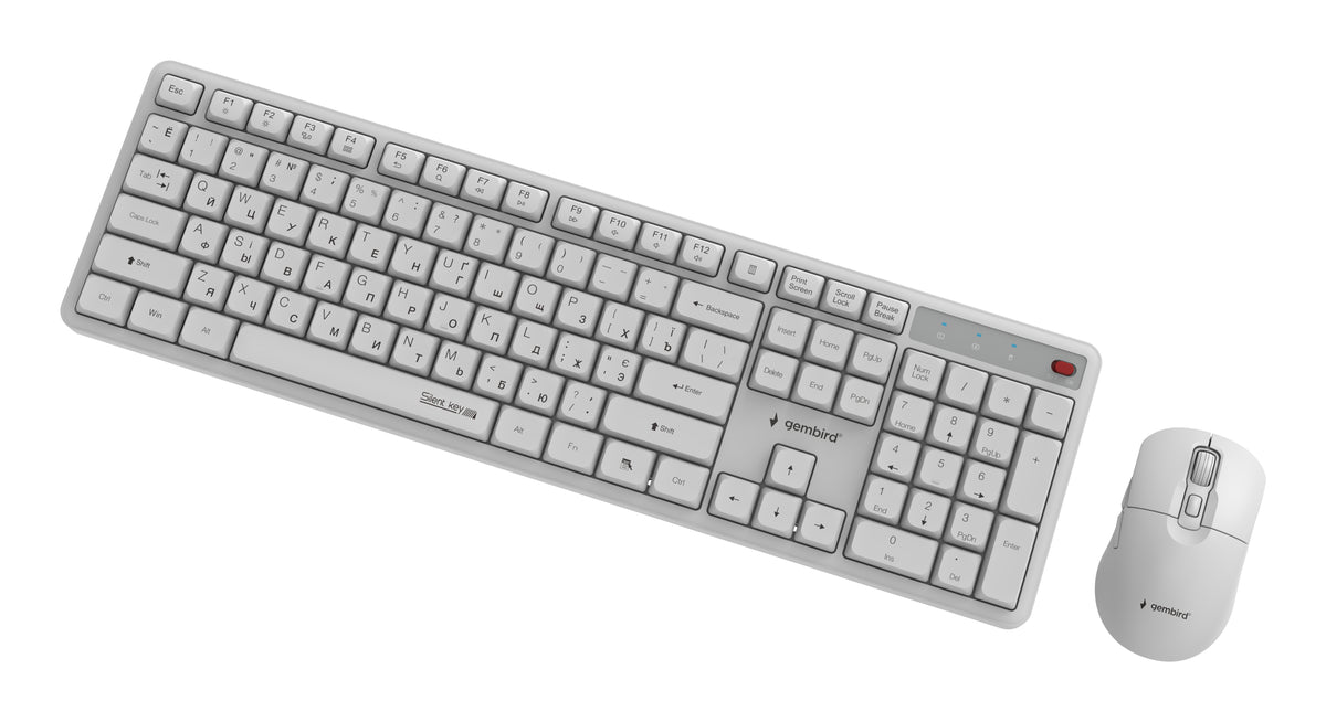 Gembird KBS-WMS-01-W-CYRL Silent key Pro Business wireless desktop set, white, RU layout