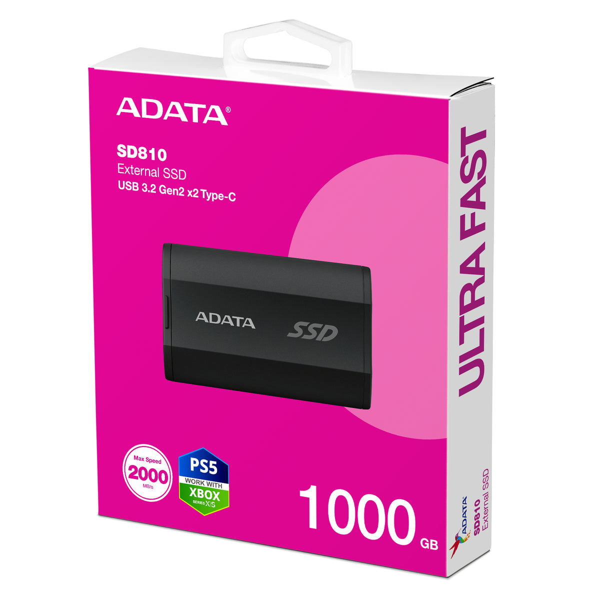 ADATA SD810 1TB External Solid State Drive, Black